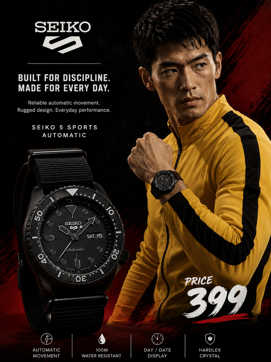 Seiko 5 Sports “Stealth Black” Automatic Diver Style image 1