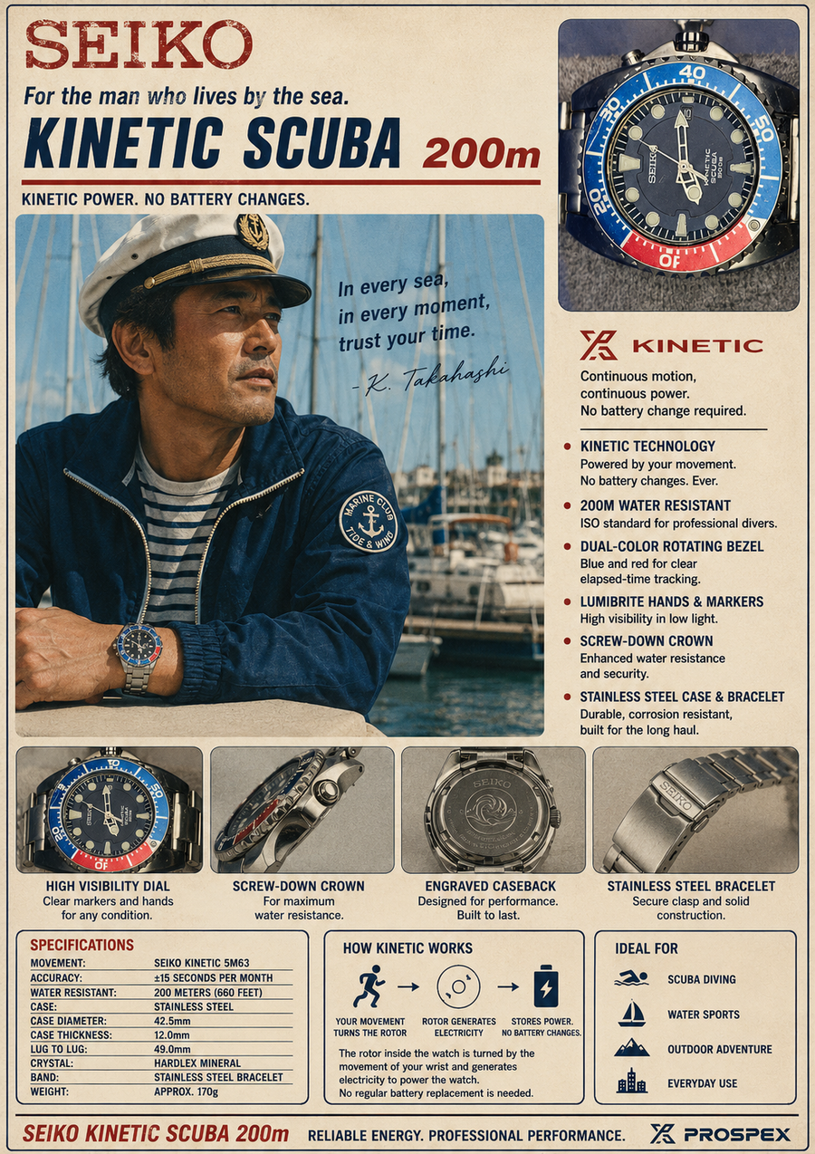 Seiko Kinetic Scuba 200M Pepsi Diver Reference: SKA369P1 / 5M63-0D80 image 1