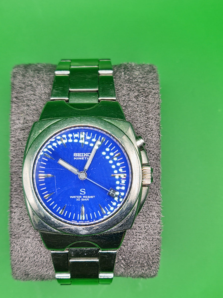 Seiko Kinetic “S” Ref. 5M63-0A30  Blue Sunburst Dial – Early 2000s Japanese Kinetic Classic image 9