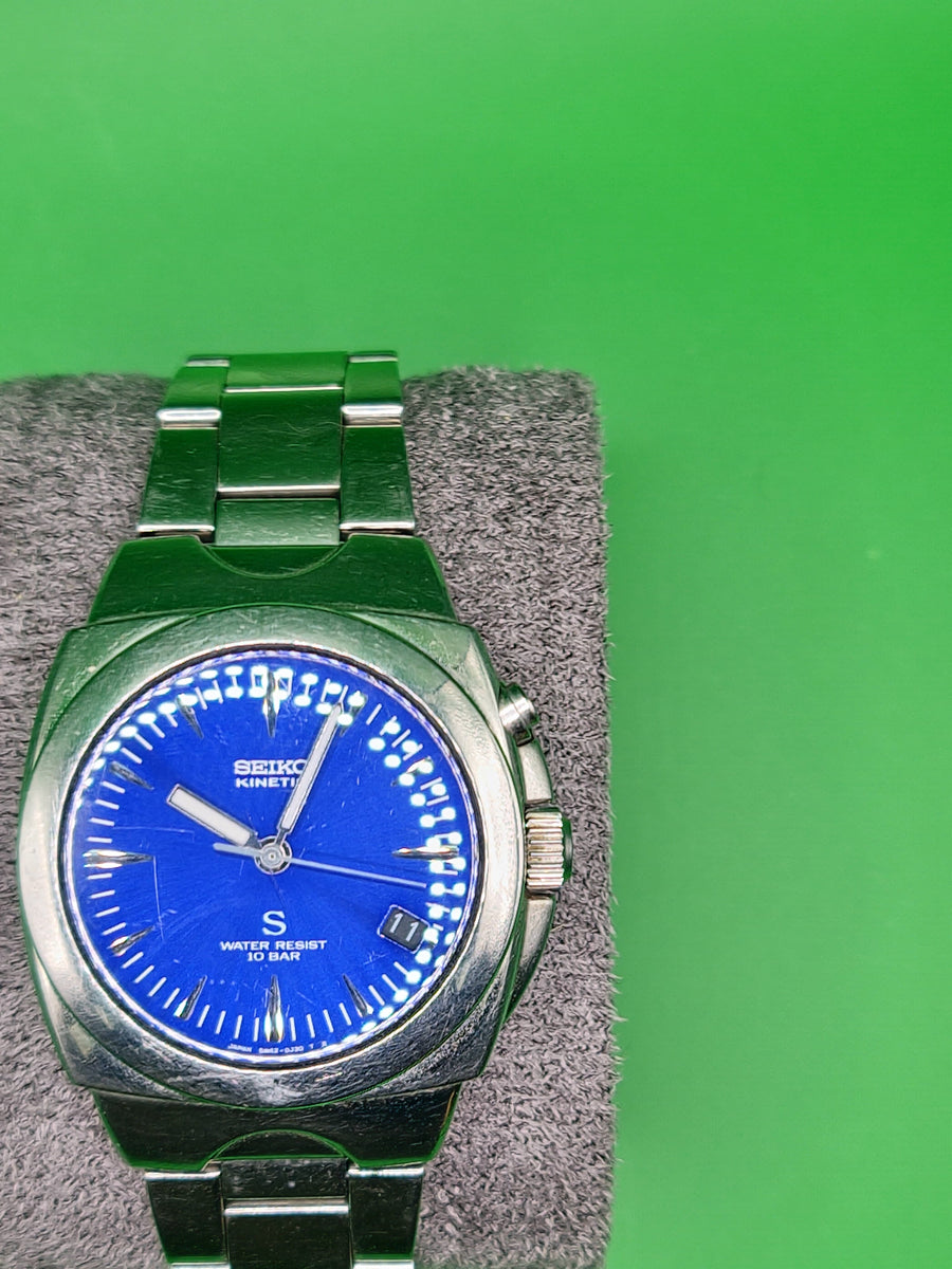 Seiko Kinetic “S” Ref. 5M63-0A30  Blue Sunburst Dial – Early 2000s Japanese Kinetic Classic image 10
